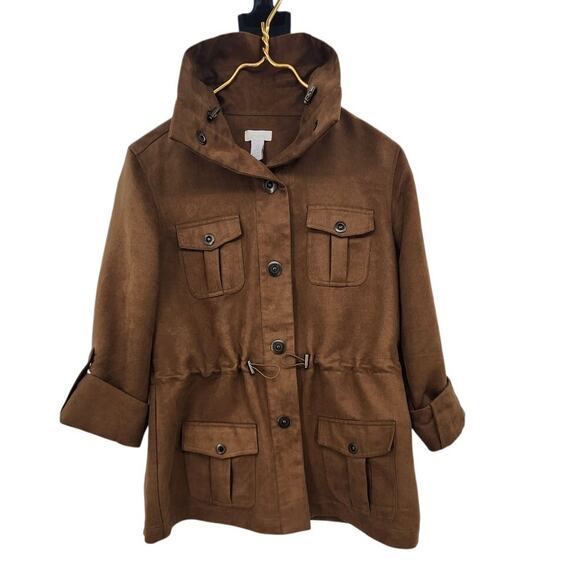 Chico's Faux Suede Jacket Size 0 Brown Classic US‎ Size 4 - Picture 1 of 10